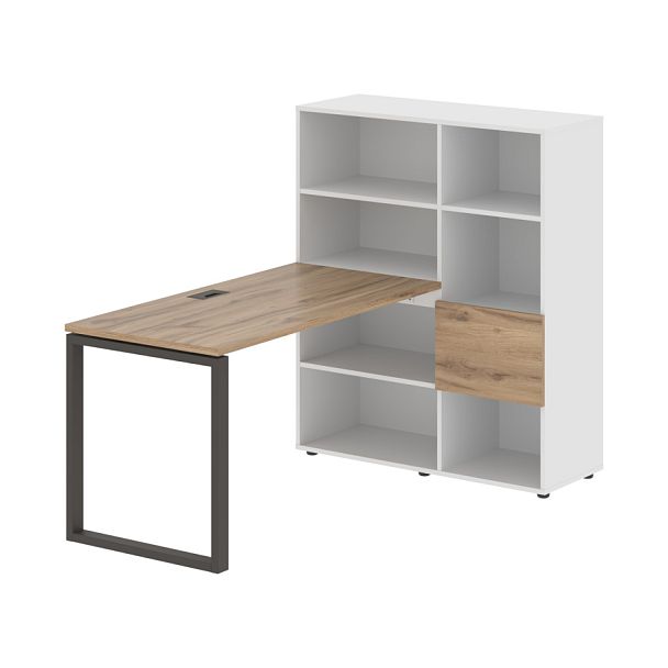 Стол-стеллаж EQRST 1113 Дуб Денвер светлый/Мокко/Белый 1790х1120х1355 EDIS - Вид 1