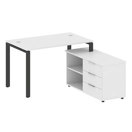 Metal System Р. ст. с тумбой на П-образном м/к БП.РС-СТС-2.2 (R) Белый/Антрацит металл 1300*1520*750 - Фото предпросмотра