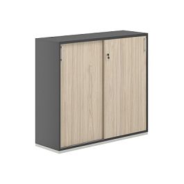 Шкаф-купе 3 ур. 1238х400х1111 / корпус:антрацит, топ/дно: антрацит, фасады: белый / Аллегро / Allegro - Фото предпросмотра