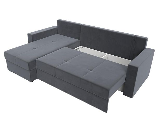 Диван угловой Верона Лайт угол левый (полностью велюр серый) - Вид 7