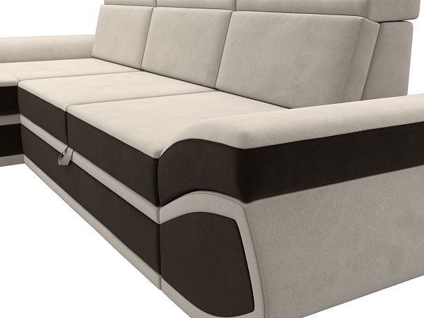 Диван угловой Лига-032 левый угол Микровельвет бежевый - Вид 4