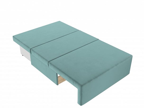 Диван прямой Лагуна (полностью велюр бирюзовый, кант велюр бежевый) - Вид 8