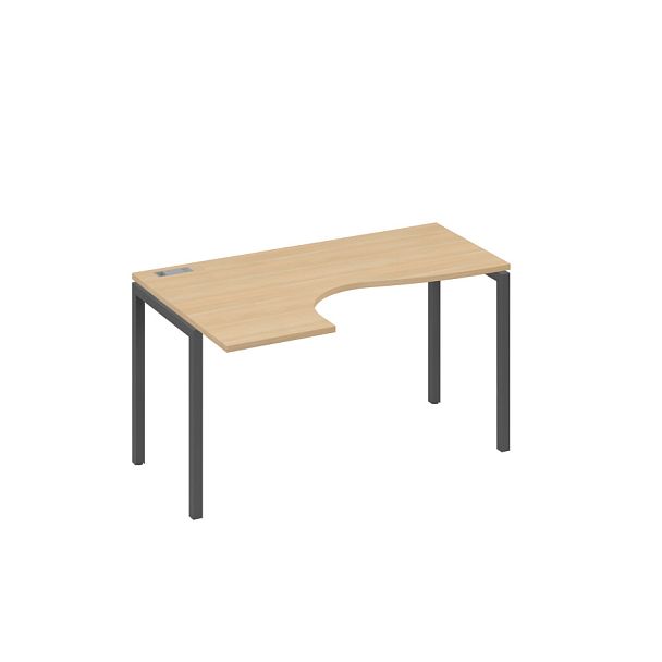 Стол эргономичный левый "Классика" на металлокаркасе DUE A4 А4 Б2 033 БП натуральный дуб / металлокаркас антрацит - Вид 1