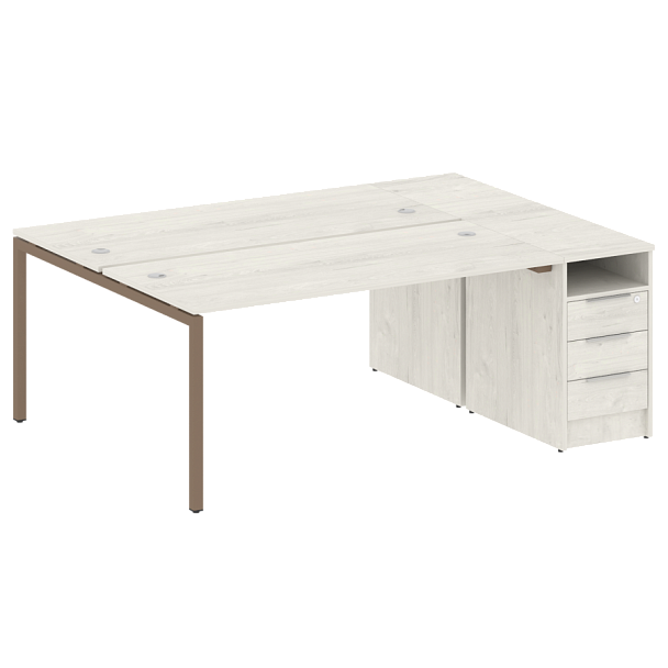 Metal System Quattro Р. ст. с тумбой на П-образном м/к 40БП.РС-СТП-2.4 Дуб наварра/Мокко металл 2012*1475*750 - Вид 1