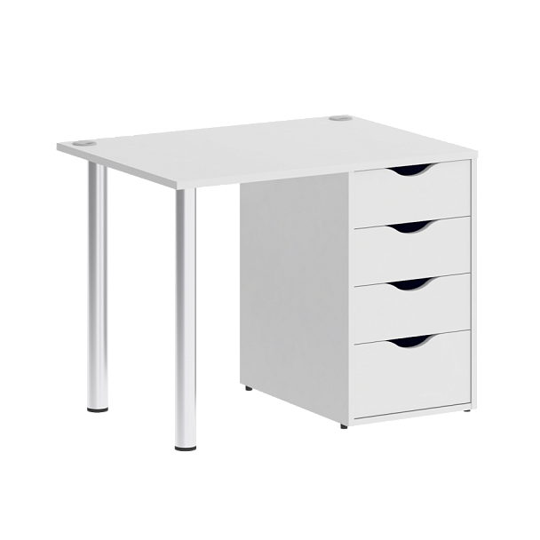 Home Office Стол письменный VR.SP-3-98.4 Белый бриллиант/Хром опоры 980*720*750 - Вид 1