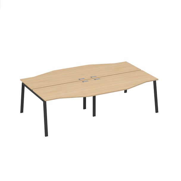 Рабочая станция со столами Техно (4х140) на каркасе TRE A4 А4 Б3 190-2 БП натуральный дуб / металлокаркас антрацит - Вид 1