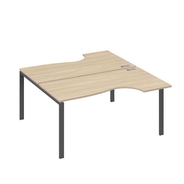 Станция на каркасе UNO (2х160) столы Классика A4 А4 Б1 185 БП дуб скандинавский / металлокаркас антрацит - Вид 1