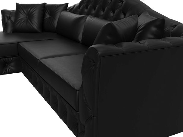 Диван угловой Артис левый угол Экокожа черный - Вид 4
