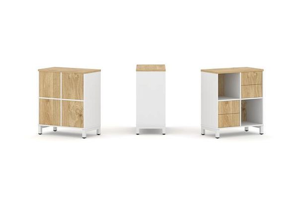 Style Project Набор стеллажа 1 сторон., 2 яр. SN.NS-221 Белый/Тиквуд Светлый/Металл Белый 754*400*88 - Вид 1