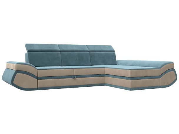 Диван угловой Лига-032 правый угол Велюр бирюзовый - Вид 1