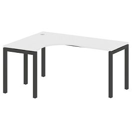 Metal System Quattro Стол криволинейный левый на П-образном м/к 50БП.СА-4 (L) Белый/Антрацит металл 1600*1200*750 - Фото предпросмотра
