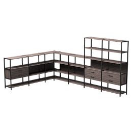 Набор стеллажных систем №19 Everprof EVO 2440x3630x1840 Дуб Пасадена/Черный - Фото предпросмотра