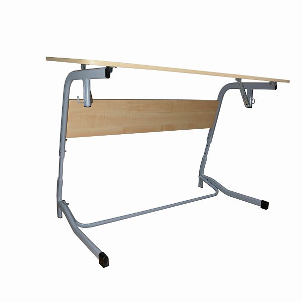 Стол-парта 2-местный, регулируемый угол, "Олимп", 1200х500х520-640 мм, рост 2-4, серый каркас, ЛДСП клён - Вид 6