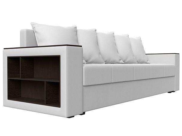 Диван прямой Дубай Лайт полки слева (полностью экокожа белая) - Вид 3