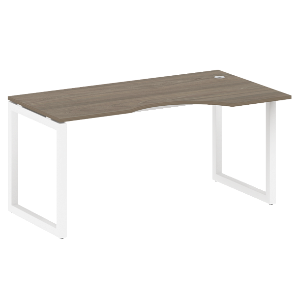 Metal System Quattro Стол криволинейный правый на О-образном м/к 50БО.СА-1 (R) Вяз/Белый металл 1600*900*750 - Вид 1