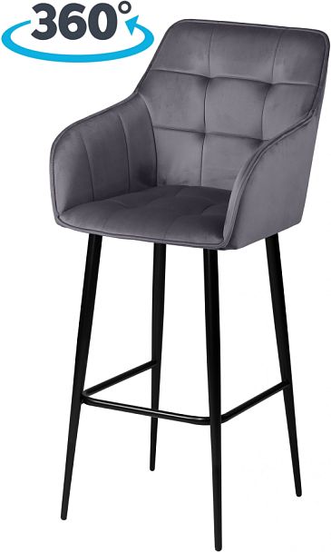 Комплект барных поворотных кресел Мони К, темно-серый H-15/черный, 2 шт. - Вид 1