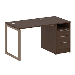 Metal System Quattro Р. ст. с тумбой на О-образном м/к 40БО.РС-СТП-1.1 Венге/Мокко металл 1412*720*750 - Фото предпросмотра