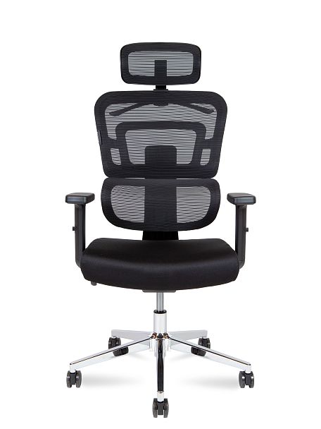 Кресло офисное / Ergo / черный пластик / черная сетка / черная ткань - Вид 3