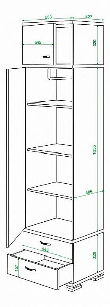 Шкаф для белья Домино КС-10 Венге/Карамель - Вид 3