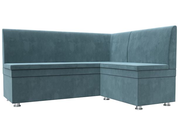 Кухонный угловой диван Уют правый (полностью Велюр бирюзовый) - Вид 1