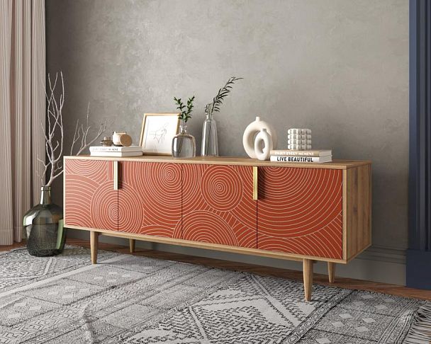 Комод под TV с четыремя дверками Line R21/red - Вид 3