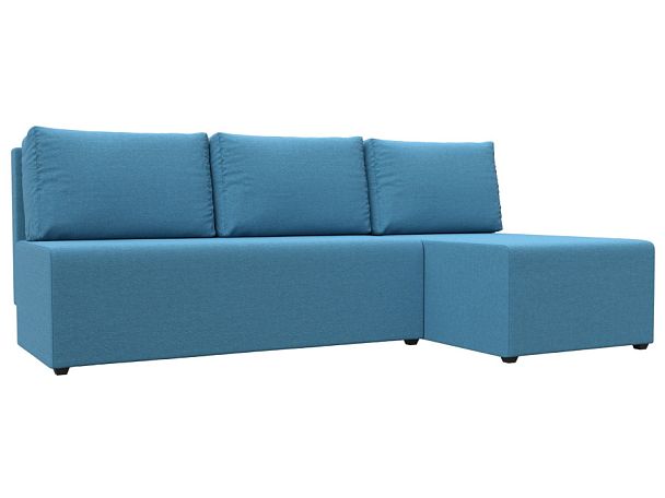 Диван угловой Поло правый угол Рогожка голубой - Вид 1
