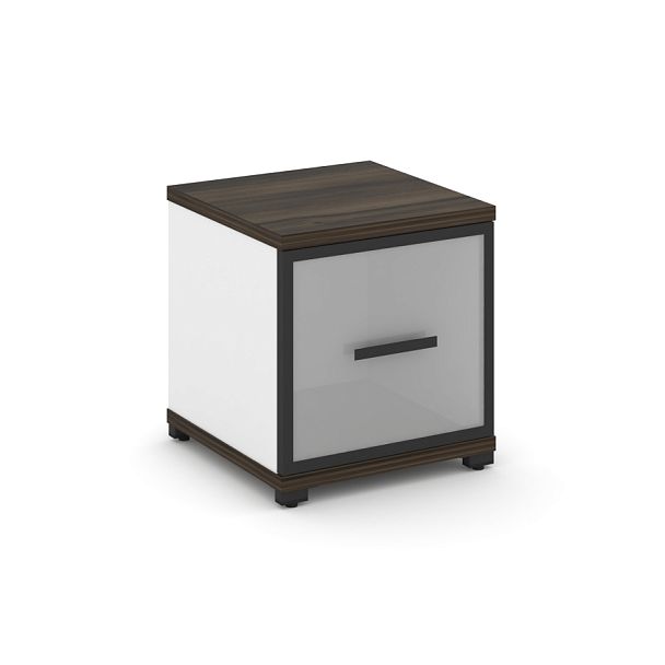 Concept Шкаф 1 узкая секция, 1 ниша CN.STU-113 RMB B Дуб Мали/Белый Бриллиант/Металл Черный/Сатин 420*420*450 - Вид 1