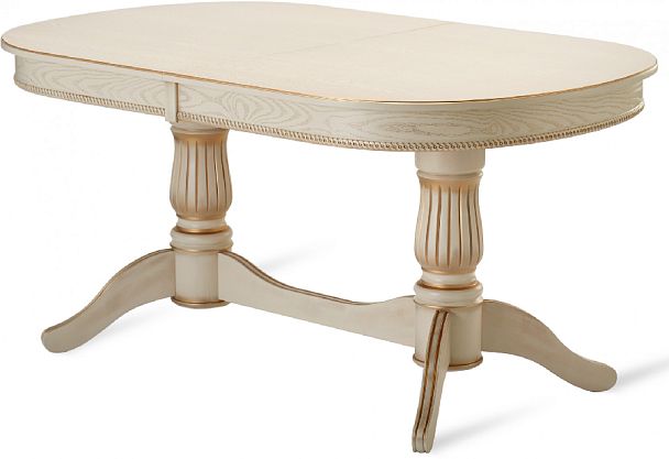 Стол деревянный раздвижной Кайнс 160(200,240)х100х76 Слоновая кость с золотой патиной - Вид 3