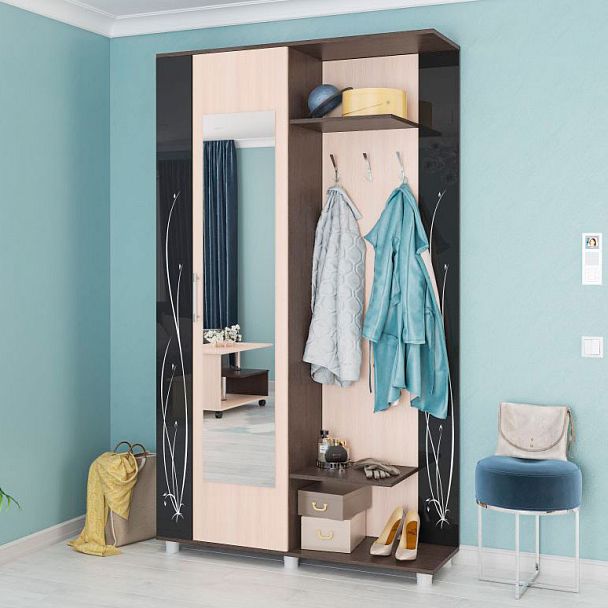 Прихожая Ирма-2 (1200*2100*370) венге/дуб молочный - Вид 1