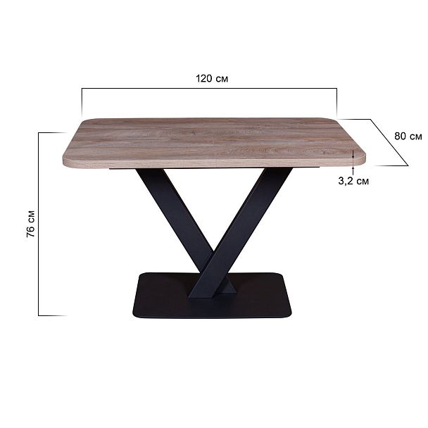 Стол Chester раздвижной  (120+40) дуб эндгрейн, опоры черные - Вид 9