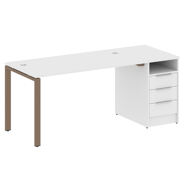 Metal System Р. ст. с тумбой на П-образном м/к БП.РС-СТП-1.3 Белый/Мокко металл 1812*720*750 - Вид 1