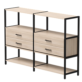 Набор стеллажных систем №2 Everprof EVO 1635x385x1120 Дуб Соната/Черный - Фото предпросмотра