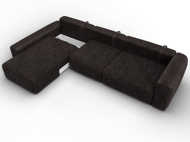 Диван угловой Лига-066 НПБ Лонг угол левый Велюр коричневый - Вид 8