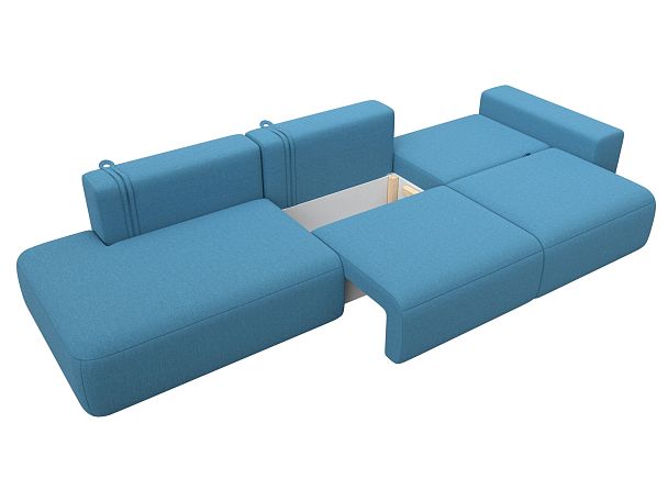 Диван прямой Лига-036 НПБ Модерн Лонг подлокотник справа Рогожка голубой - Вид 8