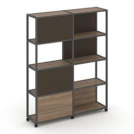 Shelf Mobile Стеллаж 5 уровней 2 секции VR.LT-STK-515.08 Дуб Аризона/Металл Антрацит/W-25 1570*400*2000 - Фото предпросмотра