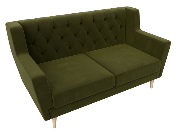 Прямой диван Брайтон 2 Люкс (полностью микровельвет зеленый) - Вид 5