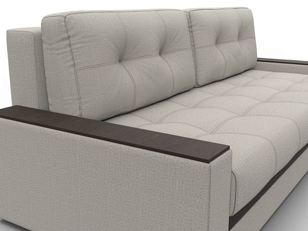 Диван прямой с декором Лига-096 НПБ Рогожка;Экокожа бежевый - Вид 4