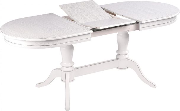 Стол деревянный раздвижной Арей 140(180)х80х76 Белый с серебряной патиной - Вид 3