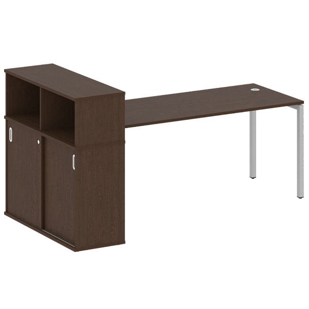 Metal System Quattro Стол письменный с шкафом-купе на П-образном м/к 40БП.РС-СШК-3.5 Т Венге/Серый металл 2210*1120*1098 - Вид 1