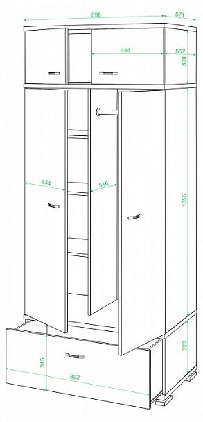 Шкаф платяной Домино КС-20 Карамель/Шамони - Вид 2
