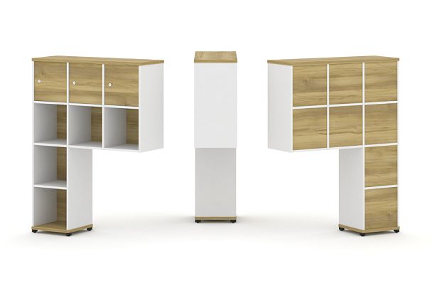 Concept Надставка высокая CN.ONV-003 Дуб Винченцо/Белый Бриллиант/Металл Черный 1099*350*1486 - Вид 1