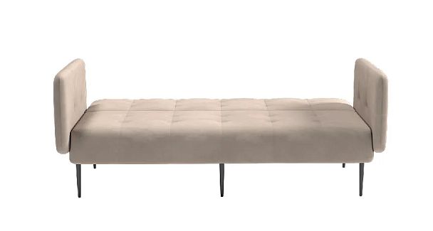 Monaco диван-кровать прямой с подлокотниками, трехместный, бархат пепельно-бежевый 25 - Вид 5