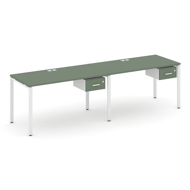 Concept Рабочая станция односторонняя с подвес. тумбами 2 места CN.ORS-109 W Кобо/Белый Бриллиант/Металл Белый 1960*720*750 - Вид 1