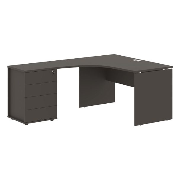 Стол эргономичный с тумбой EDCET 1318(L) Мокко/Белый 1360х1880х750 EDIS - Вид 1