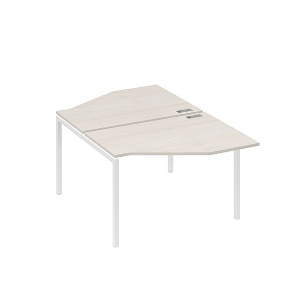 Рабочая станция каркас DUE (2х120) с эргономичными столами Техно A4 А4 Б2 186 БП дуб / металлокаркас белый - Вид 1