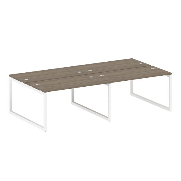 Metal System Quattro Р. ст. на 4 раб. места на О-образном м/к 50БО.СМ-4.3 Вяз/Белый металл 2800*1475*750 - Вид 1