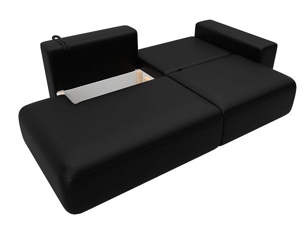 Диван прямой Лига-036 НПБ Модерн подлокотник справа Экокожа черный - Вид 8