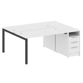 Metal System Quattro Р. ст. с тумбой на П-образном м/к 50БП.РС-СТП-2.3 Белый/Антрацит металл 1812*1475*750 - Фото предпросмотра