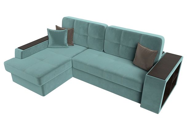Угловой диван Брюссель левый (полностью Велюр бирюзовый) - Вид 5