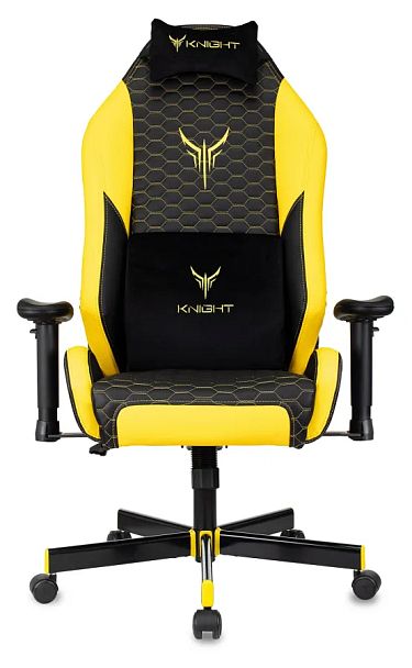 Кресло игровое Knight Neon черный/желтый соты экокожа с подголов. крестов. металл - Вид 2